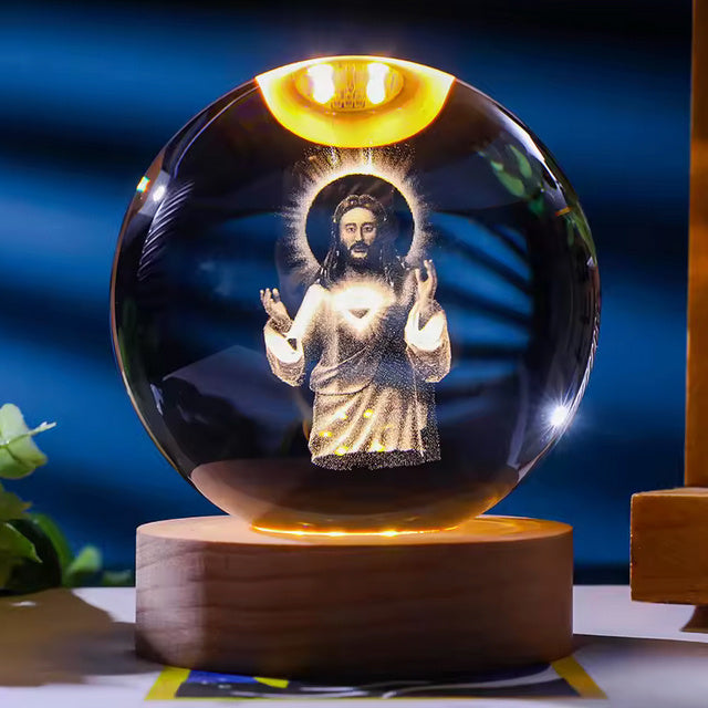 3D Constellation Crystal Ball Night Light Laser Engraved Birthday Gift Glass Sphere Home Desktop Decoration With Wooden USB Base