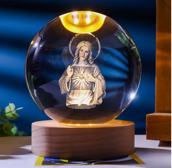 3D Constellation Crystal Ball Night Light Laser Engraved Birthday Gift Glass Sphere Home Desktop Decoration With Wooden USB Base