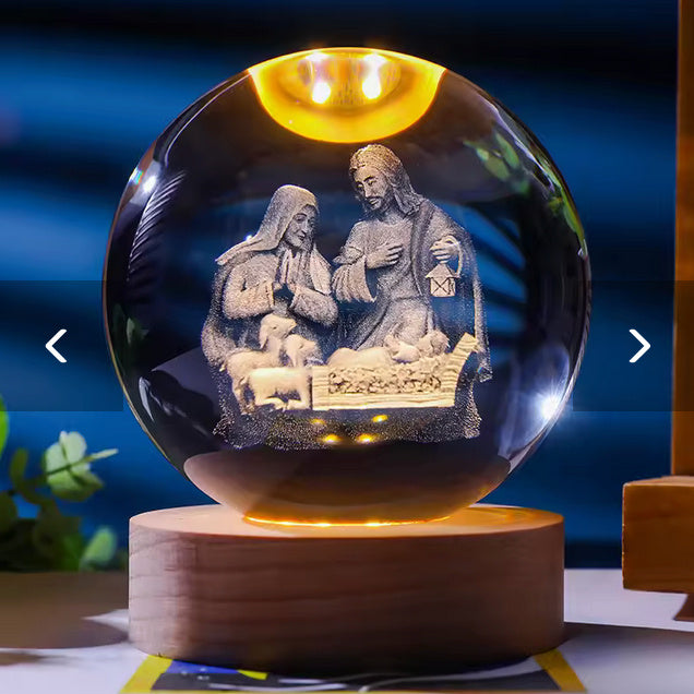3D Constellation Crystal Ball Night Light Laser Engraved Birthday Gift Glass Sphere Home Desktop Decoration With Wooden USB Base