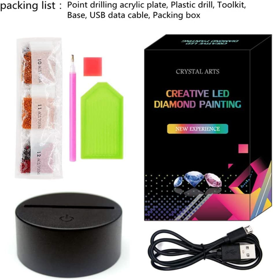 Diamond Painting Night Lamp Lamp Card DIY Decorative Painting Night Lamp Bedroom Lighting Night Lamp DIY Diamond Painting Lamp with LED Lamp Child Night Lamp Bedside Night Lamp Home Decoration Lamp